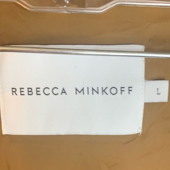 Rebecca Minkoff Puffer Jacket Coat Large Khski Black Tan Gingham Preppy NWOT - Picture 3 of 12